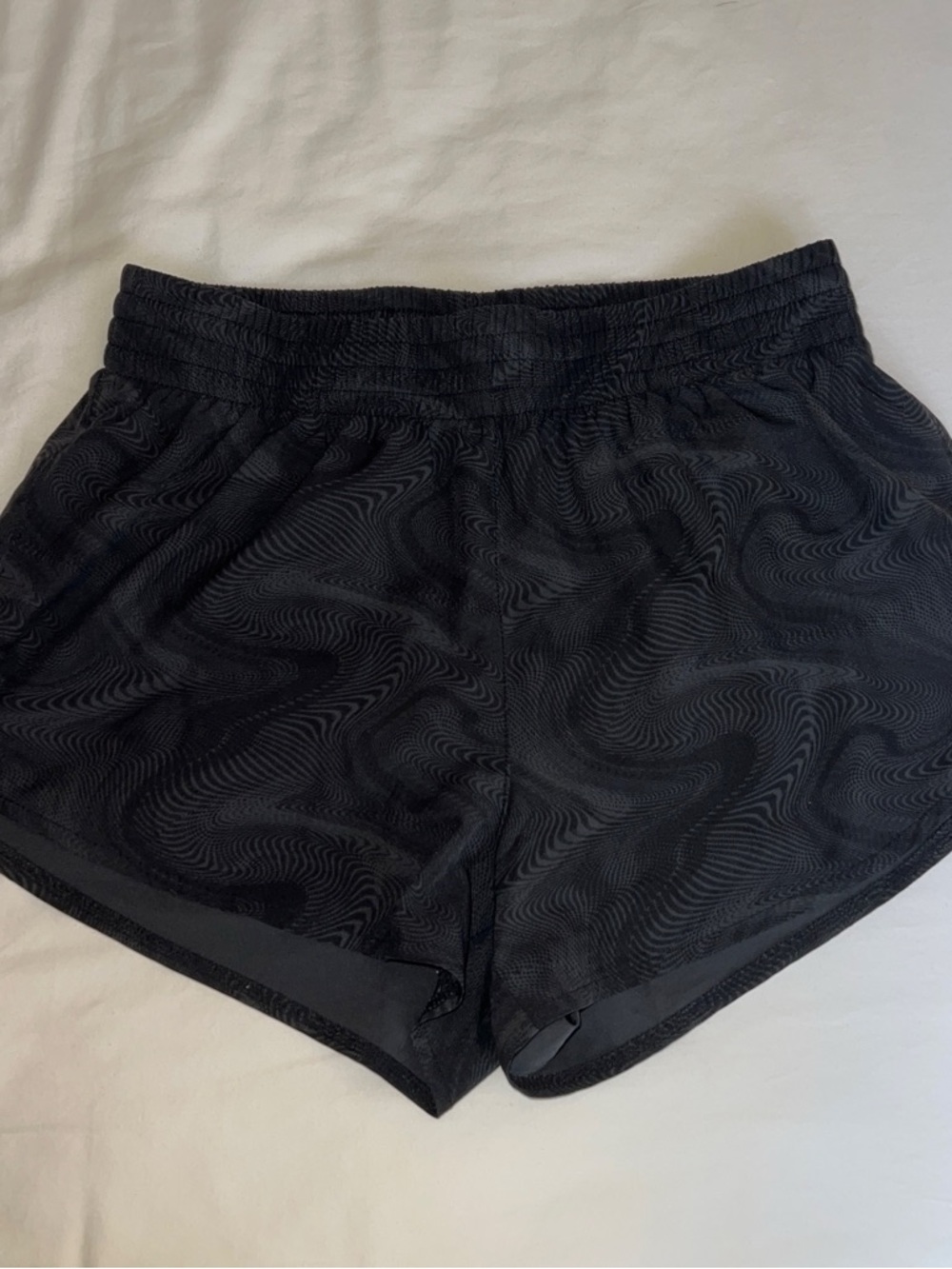 Asics Black Women's Athletic Shorts with Subtle Swirl Texture